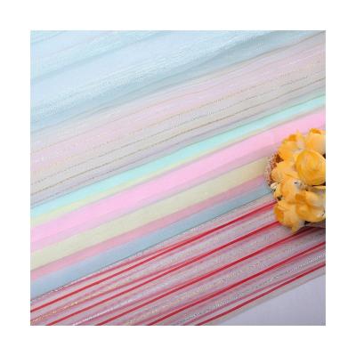 China Light and Organza Wedding Breathable Organza Tulle Fabric Yarn-Dyed Yarn-Dyed Tulle Wholesale Gold Color Gold Bar QUICK DRY for sale