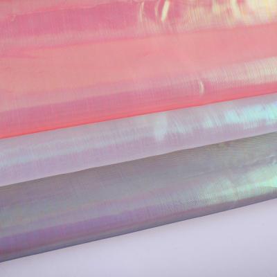 China Breathable Dreamy Rainbow Color Fantasy Organza Fabric for sale