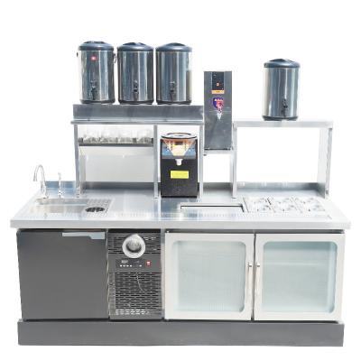 China Factory Working Table Bar Counter OEM Stainless Steel Bubble Tea Refrigerate Milk Tea Counter Counter for sale