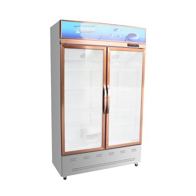 China Single-temperature newly launched two door upright beer and beverage freezer with glass doors for sale