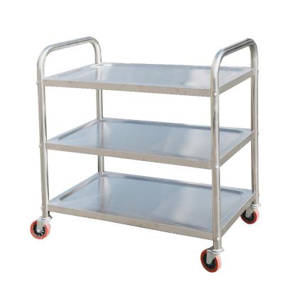 China Easily Assembled Stainless Steel 3-Tier Cart Kitchen Cart Island Rolling Serving Serving Carts for sale