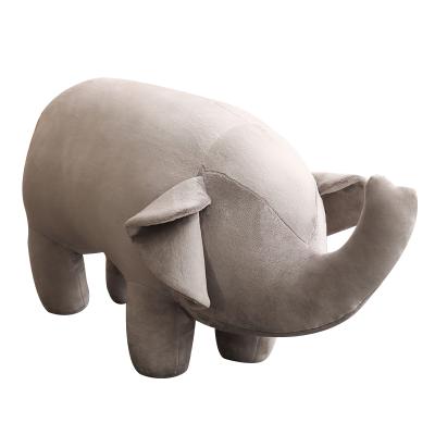 China Children's Gift Bench Stool Plush Cover Series The Lovely Ride-on Foot Wooden Animal Sneak Elephant Plush Stool for sale