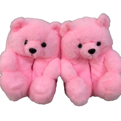 China Fashion Trend Super Soft Plush Indoor Custom Slipper Shoes Wholesale Bear Plush Teddy Indoor Slippers for sale