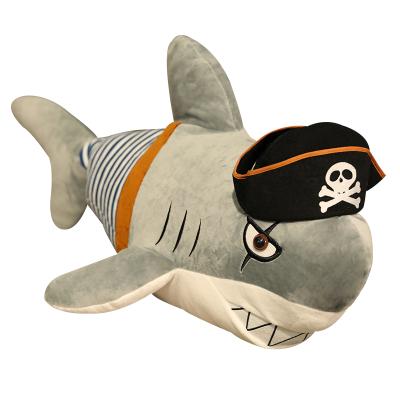 China Factory Wholesale Super Soft Custom Plush Animal Shark With Pirates Hat Pillow for sale