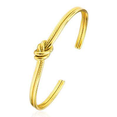 China New Trendy Creative Gold Filled Stainless Steel Open String Thin Knot Adjustable Bracelet Gold Jewelry Girls Love Bracelets for sale