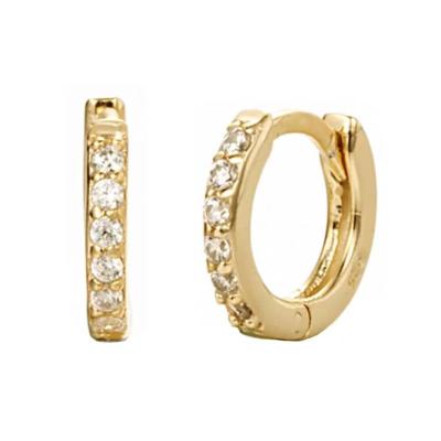 China Crystal Minimal Delicate Gold Silver Crystal Diamond Tiny Small Gold Huggie Crystal Earrings Cheap for sale