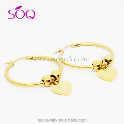 China 2020 Fashion Jewelry Romantic Gold Heart Soldered White Gold Circle Earrings For Women for sale