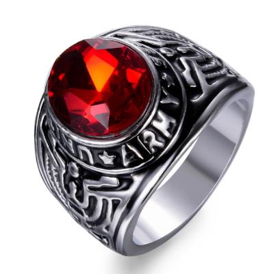 China 2022 Stainless Steel Men's Jewelry Men's Other Ruby Ring Made In China Red Gemstone Ring for sale