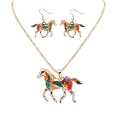 China Wholesale Stainless Steel Best Price Horse Enamel Necklace New York Costume Jewelry for sale