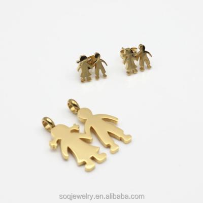 China Cute fashion jewelry gold plated girl and boy dangle and earring set design earrings for cute girls for sale