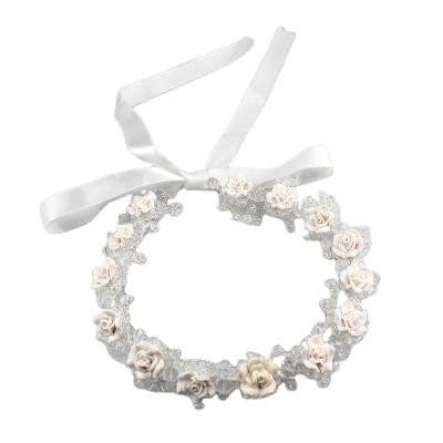 China Fashion White Color Shape Artificial Flower Headpiece Geometric Handmade Wedding Bridal Hair Accessories for sale