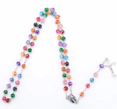 China Small CLASSIC Colorful Holy Rosary Beads Necklace CLASSIC Religious Rose Quartz Mala for sale