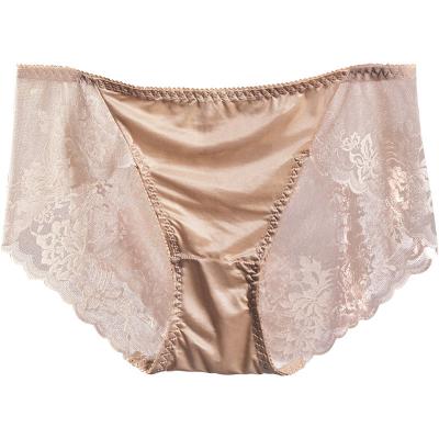 China Women's Breathable Underwear Ladies Satin Lace Panties Underwear Sexy Silk Briefs Women Seamless Panties Women for sale