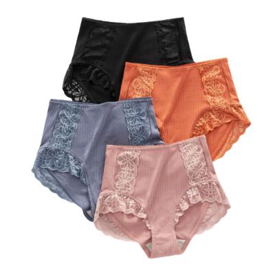 China High-waist Antibacterial Panties Pants Physiological Women's Briefs Cotton Lace Panties Leak Proof Protective Panties Ladies Plus Size for sale