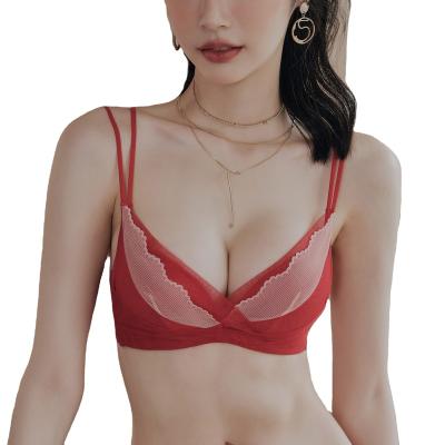 China QUICK DRY French Triangle Cup No Steel Ring Bra Women Sports Comfortable Breathable Traceless Lace Bralette Lift Up Underwear Ladies Bra for sale