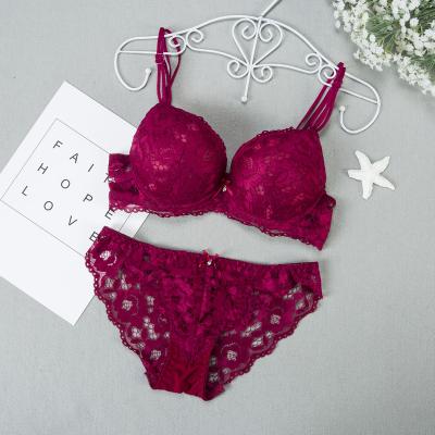 China New French QUICK DRY women's underwear set sexy lace pump bra and panty sets comfortable bra adjustable gathered lingerie for sale