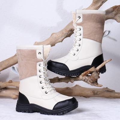 China Winter Fur Fabric Round Shoes Warm Comfortable Breathable Women's Snow Boots for sale