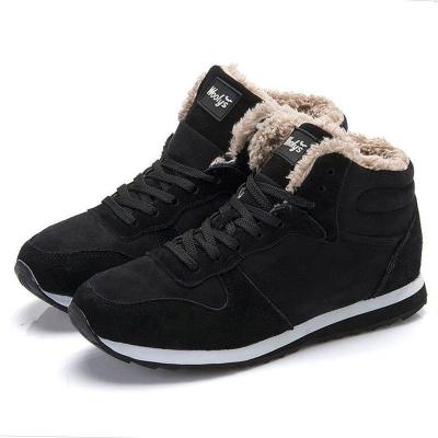 China High Top Round Cotton Plush Striped OEM Waterproof Snow Boots Women's Winter Warm Shoes Outdoor Rise Ankle Boots for sale