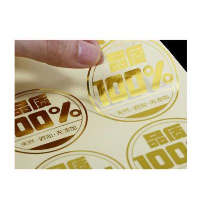 China Hot Stamping Printing Factory Customized Waterproof LOGO Self Adhesive Gold Foil Stickers Logo Vinyl Label Printing for sale