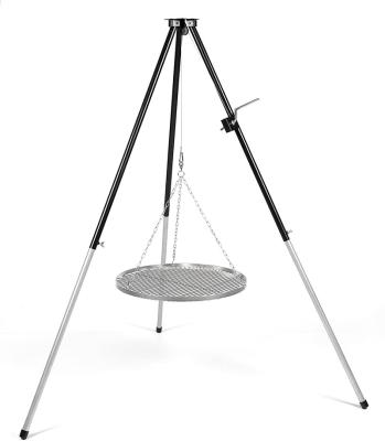 China Easily cleaned portable stainless steel hanging grill for outdoor garden barbecue on a tripod for sale