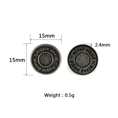 China New Washable Hippie Metal Button Denim Design Vintage Gun Black Metal Button for sale