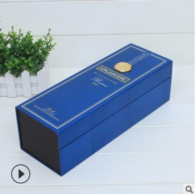 China Vintage 500ml Handmade Gift Box Cardboard Whiskey Water Cardboard Packaging Wine Bottle Box for sale