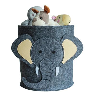 China Multifunctional Felt Toy Felt Storage Box Cute Felt Animal Model Round Baby Kids Baskets Storage For Kids, Clothes, Toy for sale