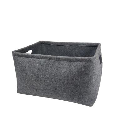 China Custom Viable Collapsible Collapsible Handmade Woven Felt Basket Firewood Storage Felt Laundry Hamper Bag for sale