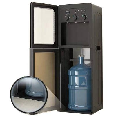 China Hotel hot cold water dispenser/vertical water dispenser compressor cooling water dispenser/three faucets with storage cabinet for sale