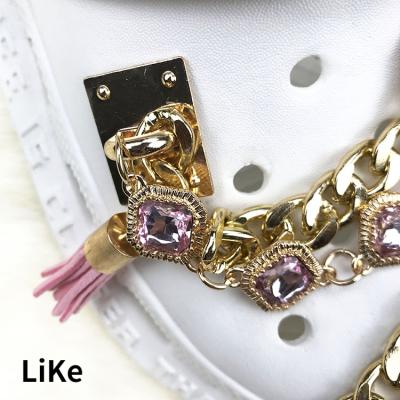 China Shoe Buckle Hole Shoe Charms With Chain Decorative Buckles Clogs DIY Shoe Masonry Accessories for sale