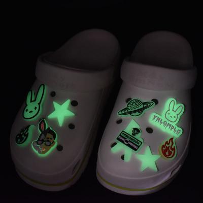 China Free Shipping Bling PVC Luminous Soft Shoe Charms Accessories Wrist Strap Rabbit Decoration for sale