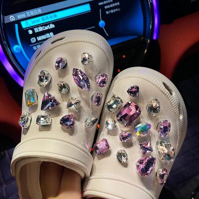 China Wholesale Light Purple Women's New Hole Deodorization Chunky Sandals Rhinestone DIY Non-slip Clogs Shoes for sale