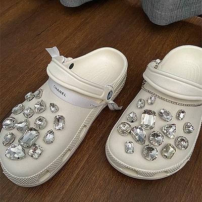 China Deodorization Women's DIY Ripped Shoes With Rhinestones Women's Garden Three-Dimensional Wooden Unique Shoes for sale