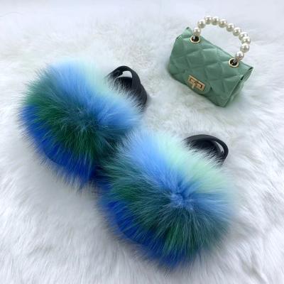 China Fashion Trend New Children Fur Slippers Winter Fashion Fur Slippers And Purse Listing Set for sale