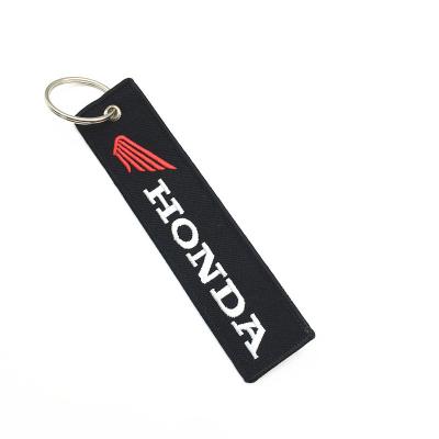 China Wholesale Twill Fabric Customized Shape Embroidery TwillKey Tag Embroidered Key Chain Keyring For Promotion Business Gift for sale