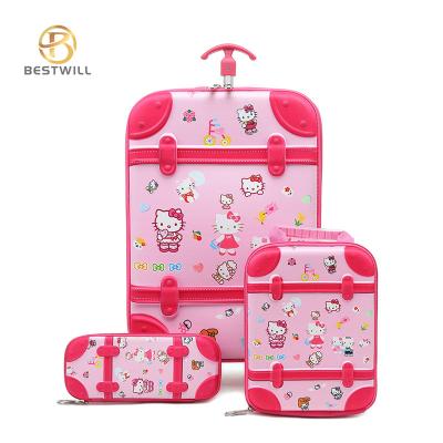 China BESTWILL Waterproof Cartoon 3 In 1 Kids School Bags With Wheels Trolley Kids Set Wheeled School Trolley Bags for sale