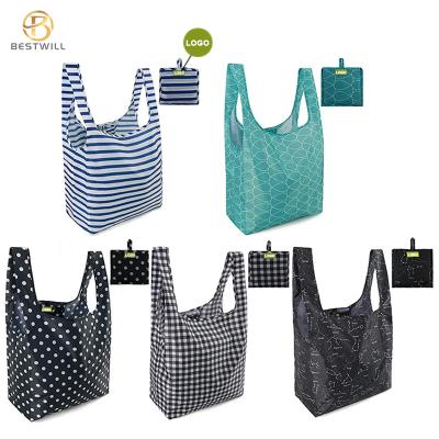 China Eco Polyester Handled Shopping Customized Logo Folding Customized Shopping Bags for sale