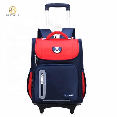 China BESTWILL 2020 New Waterproof Cartoon Toddler Bag Kids Trolley Kids School Bags Wheels For Students for sale