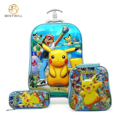 China Bestwill Factory Supply Waterproof Beauty Boys 3 Piece Mochilas School Backpack Trolley Bag Children Customized for sale