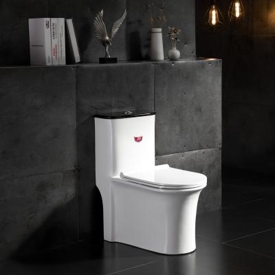 China High quality black one piece bathroom ceramic Double-flush tank closestool cover toilet for sale