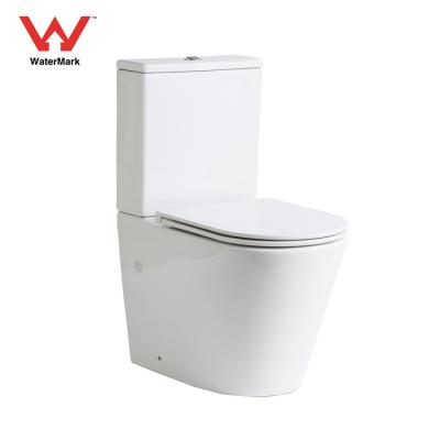 China Double-flush European Australian Standard Bathroom New To Wall Trap Rimless Flush Sanitary Ware Ceramic Watermark Two-Piece Toilet P for sale