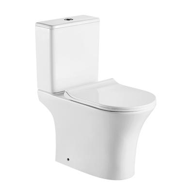 China Wholesale Modern Cheap Bathroom Rimless Double-flow Washdown Floor Floor WC Ceramic Two Piece Toilet Trap P Trap for sale