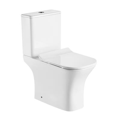 China Double-flush UK Rimless p-trap toilet bowl set cheap bathroom commode square p siphonic trap sanitary ware two piece toilet bowl for sale