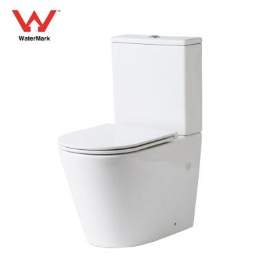 China Double-Flow Modern Watermark Australian Rimless Toilet Bowl Set Bathroom Commode P Trap Sanitary Ware Ceramic Two Piece Toilet for sale