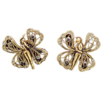 China New Design FASHIONABLE Wholesale Price Brass and Crystal Stones Earrings Set For Anniversary for sale