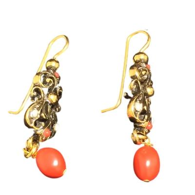 China FASHIONABLE hot sale low price professional brass and color stones long earrings for mother for sale