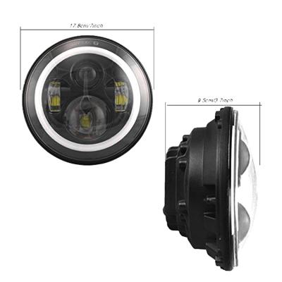 China PC 2Psc 7 Inch H4 LED Headlight Hi-Lo With Angel Eyes Urban Defender Hummer For Lada 4x4 Niva Jeep JK Land Rover Halo for sale