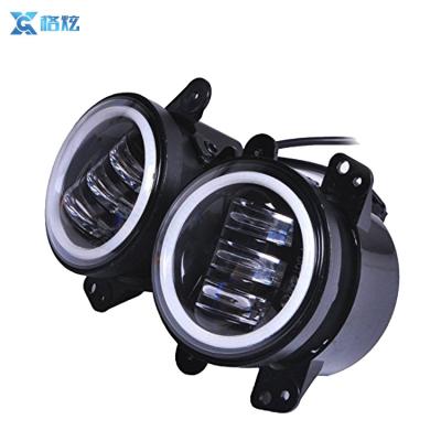 China PC 4 Inch Around White Ring Offroad DRL Front Bumper Led Fog Lamps Halo For Jeep Wrangler JK JL TJ LJ Rubicon Subaru for sale