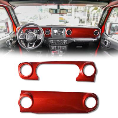 China For Jeep Wrangler JL For Jeep Wrangler JL 2018 2019 Red Center Console Dash Cover Trim Dash Tuning Kits for sale