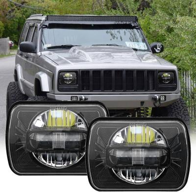 China 7x6 5x7 Offroad Led Light Inch 90W Sealed Rectangular Beam LED Headlights For International Freightliner FLD 50 60 70 80 9200 9900 9400i for sale